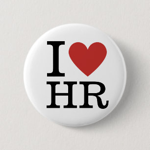 Badge Rond 5 Cm I ❤️ Love HR (HR Dep.) PERSONNALISABLE
