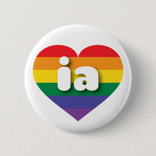 Badge Rond 5 Cm I Love Iowa Rainbow Heart