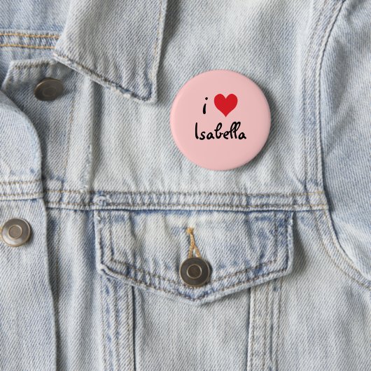 Badge Rond 5 Cm I Love Isabella (En situation)