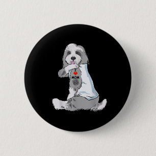 Badge Rond 5 Cm I Love Maman Tattoo Beared Collie Maman Amoureux d