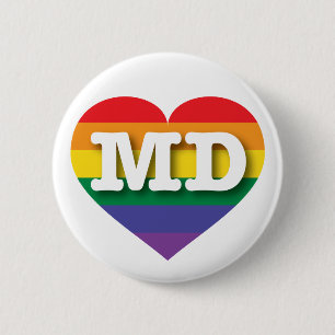 Badge Rond 5 Cm I Love Maryland Rainbow Heart