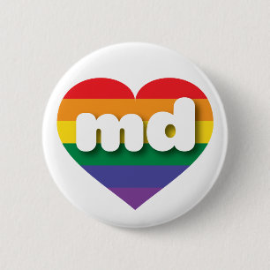 Badge Rond 5 Cm I Love Maryland Rainbow Heart