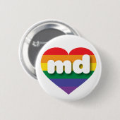 Badge Rond 5 Cm I Love Maryland Rainbow Heart (Devant & derrière)