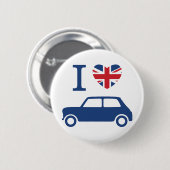 Badge Rond 5 Cm I love Mini Coopers - Blue  (Devant & derrière)