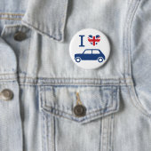 Badge Rond 5 Cm I love Mini Coopers - Blue  (En situation)