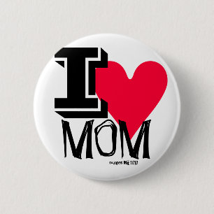 Badge Rond 5 Cm I Love MOM Artistic Fashion Flare Pin-Back Bouton