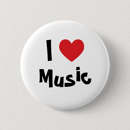 Badge Rond 5 Cm I Love Music (Devant)