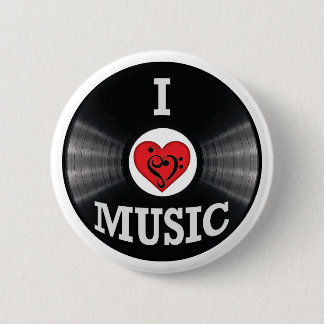 Badge Rond 5 Cm I Love Music Art