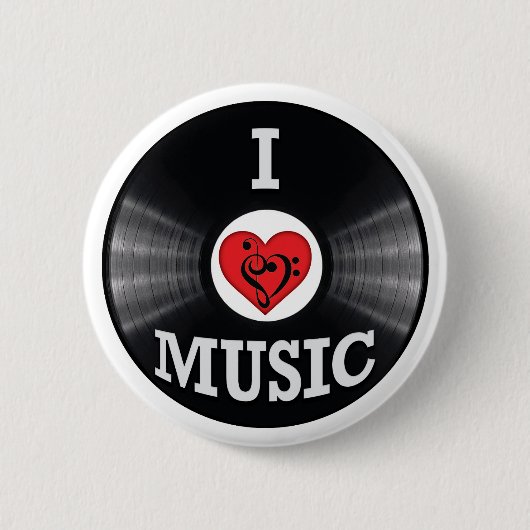 Badge Rond 5 Cm I Love Music Art (Devant)