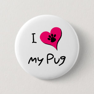Badge Rond 5 Cm I Love My Black Carlin Empreinte de patte sur le c