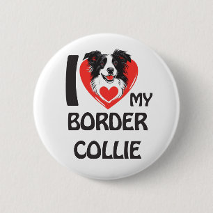 Badge Rond 5 Cm I Love My Border Collie - Amoureux des chiens mign