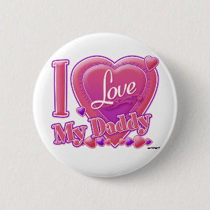 Badge Rond 5 Cm I Love My Daddy rose/violet - coeur