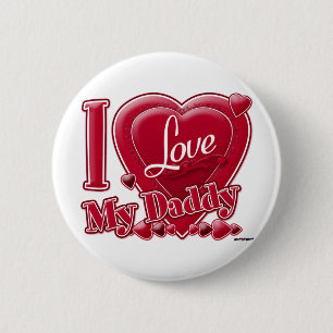 Badge Rond 5 Cm I Love My Daddy rouge - coeur