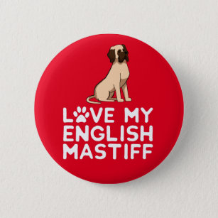 Badge Rond 5 Cm I Love My English Mastiff - Illustration de chien