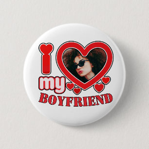 Badge Rond 5 Cm I Love My Girlfriend Photo personnalisée