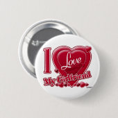 Badge Rond 5 Cm I Love My Girlfriend rouge - coeur (Devant & derrière)