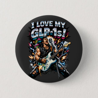 Badge Rond 5 Cm I Love My GLP-1s Rock Guitarist Neon Graphic