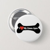 Badge Rond 5 Cm I Love My Lhasa Apso - Chien Bone (Devant & derrière)