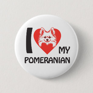 Badge Rond 5 Cm I Love My Pomeranian - mignon cadeau Amoureux des