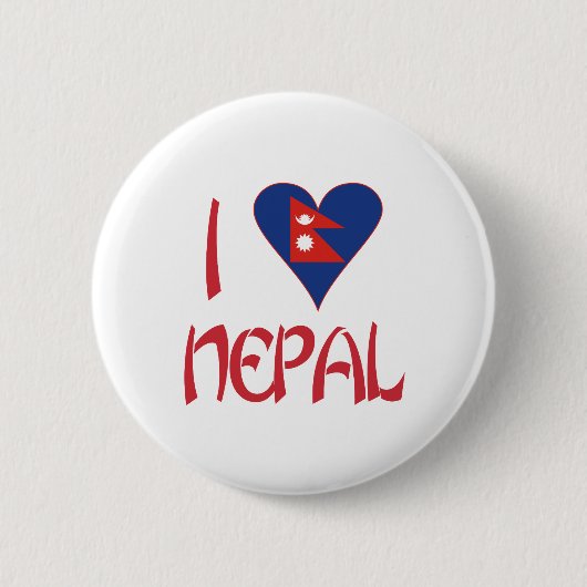 Badge Rond 5 Cm I Love Nepal (Devant)