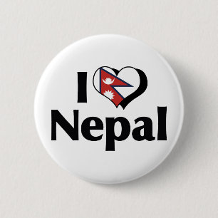 Badge Rond 5 Cm I Love Nepal Flag