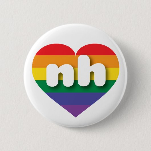 Badge Rond 5 Cm I Love New Hampshire Rainbow Heart (Devant)