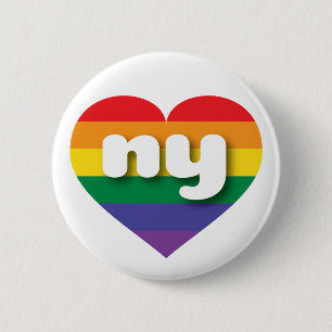 Badge Rond 5 Cm I Love New York Rainbow Heart