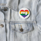 Badge Rond 5 Cm I Love New York Rainbow Heart (En situation)
