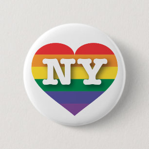 Badge Rond 5 Cm I Love New York Rainbow Heart