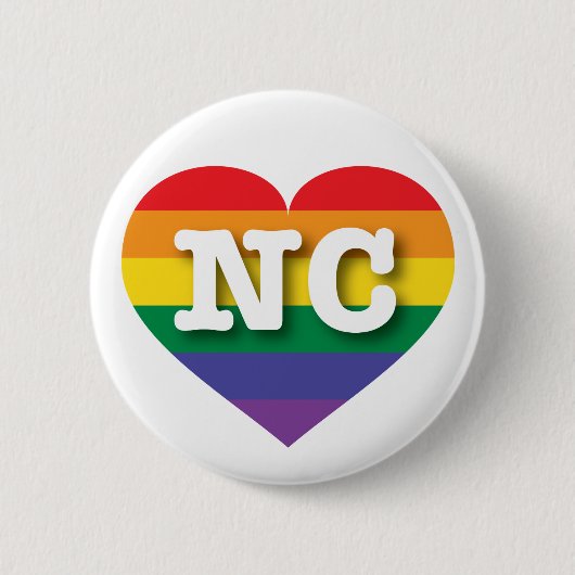 Badge Rond 5 Cm I Love North Carolina Rainbow Heart (Devant)