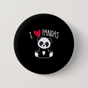 Badge Rond 5 Cm I Love Pandas Cute Panda Lover Citation Coeur Pand