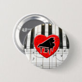 Badge Rond 5 Cm I Love Piano (Devant & derrière)