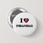 Badge Rond 5 Cm I Love Piranhas (Devant & derrière)