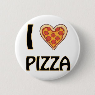 Badge Rond 5 Cm I love Pizza - Drôle Nourriture Cadeau