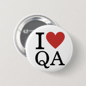 Badge Rond 5 Cm I ❤️ Love QA - Bouton du service d'assurance de la (Devant & derrière)