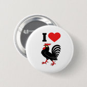 Badge Rond 5 Cm I Love rooster (Devant & derrière)