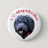 Badge Rond 5 Cm I Love Shepadoodles Chien Bouton blanc (Devant)