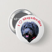Badge Rond 5 Cm I Love Shepadoodles Chien Bouton blanc (Devant & derrière)