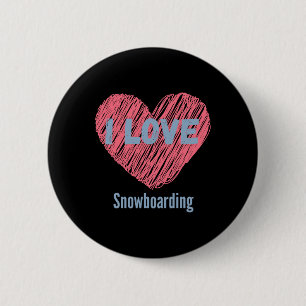 Badge Rond 5 Cm I Love Snowboard Heart Image