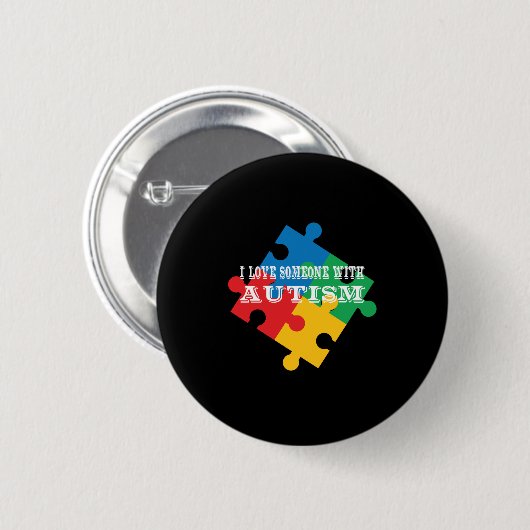Badge Rond 5 Cm I Love Someone With Autism (Devant & derrière)