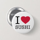 BADGE ROND 5 CM I LOVE SUSHI (Devant & derrière)