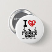 Badge Rond 5 Cm I Love Synchronized Swimming (Devant & derrière)