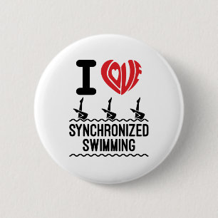 Badge Rond 5 Cm I Love Synchronized Swimming