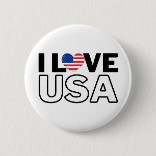 Badge Rond 5 Cm I LOVE THE USA - For real Americans!