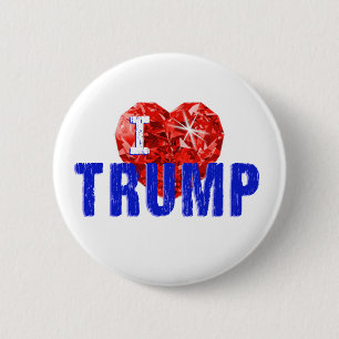 Badge Rond 5 Cm I Love Trump Heart Red White and Blue