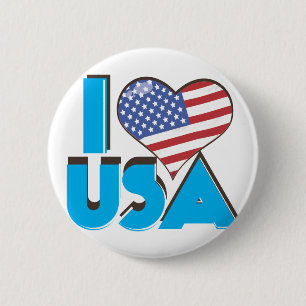 Badge Rond 5 Cm I Love USA Retro 80s