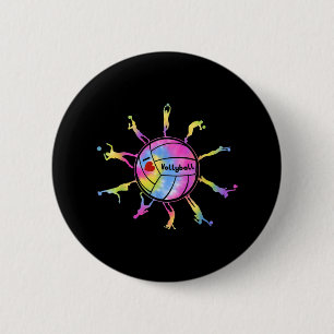 Badge Rond 5 Cm I Love Volley Sport Tie Dey Volley Fans
