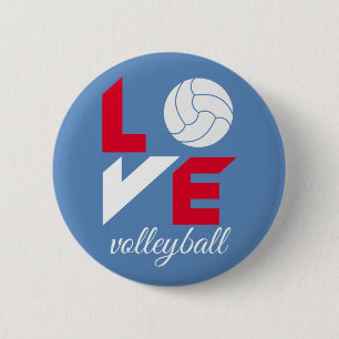 Badge Rond 5 Cm I Love volleyball