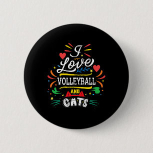 Badge Rond 5 Cm I Love Volleyball Et Chats - Cadeaux Volleyball Po
