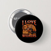 Badge Rond 5 Cm I Love Wieners Funny Offensive Dachshund Bootleg G (Devant & derrière)